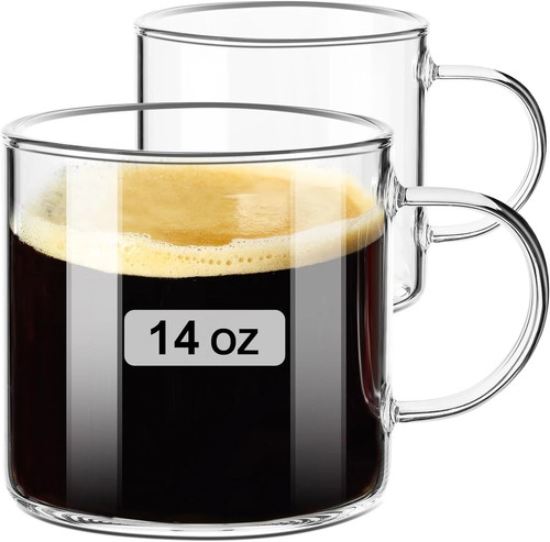 Clear coffee mug 14oz glass - mug,